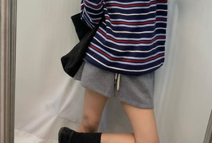 Striped V Neck Long Sleeve Knit Sweater