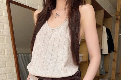 Scoop Neck Solid Tank Top or Cardigan Layering Piece