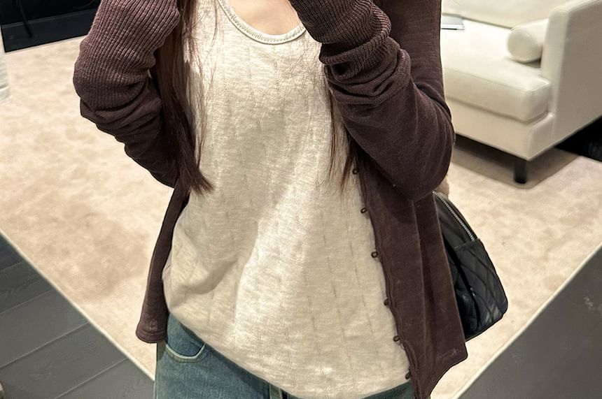Scoop Neck Solid Tank Top or Cardigan Layering Piece