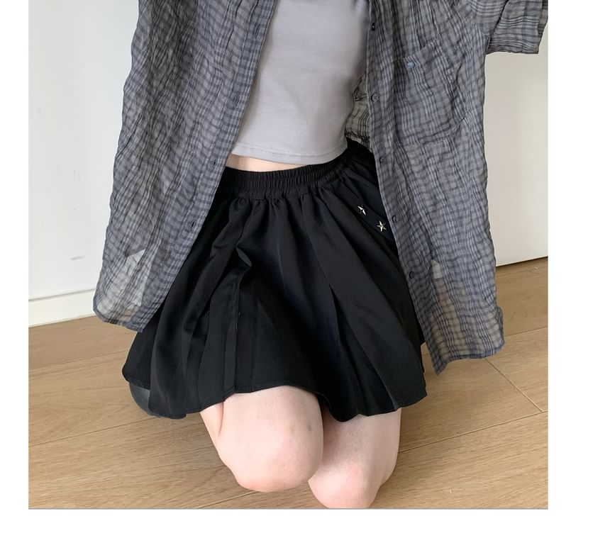 Button Front Plaid Shirt in Assorted Styles