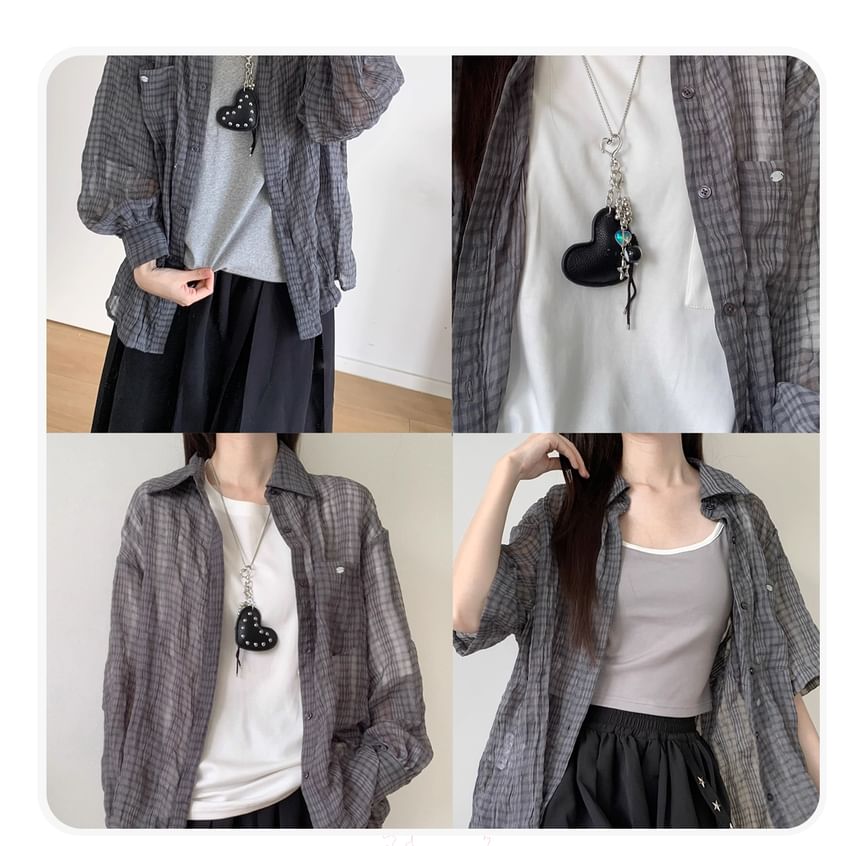 Button Front Plaid Shirt in Assorted Styles