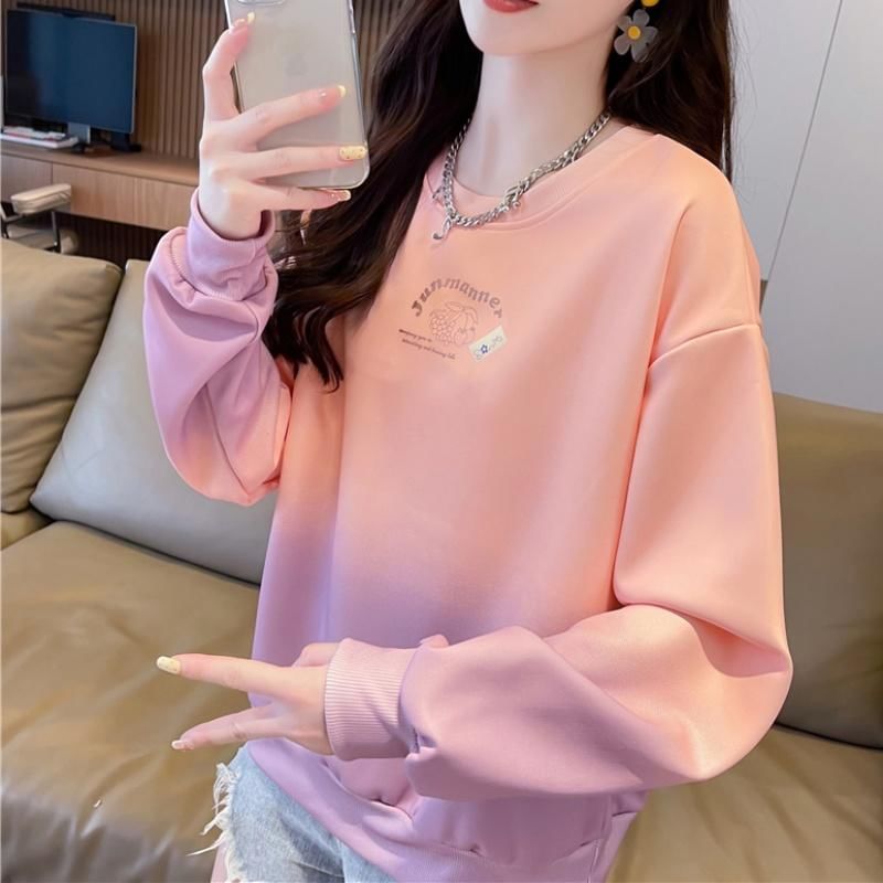 Crewneck Ombre Gradient Pullover Sweatshirt