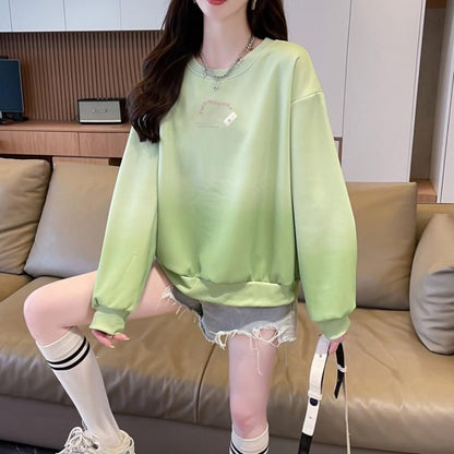 Crewneck Ombre Gradient Pullover Sweatshirt