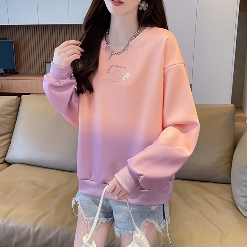 Crewneck Ombre Gradient Pullover Sweatshirt