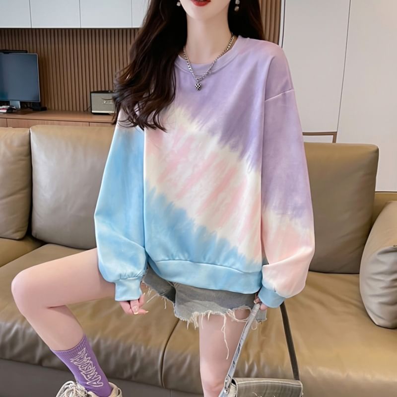 Tie Dye Pullover with Round Neck