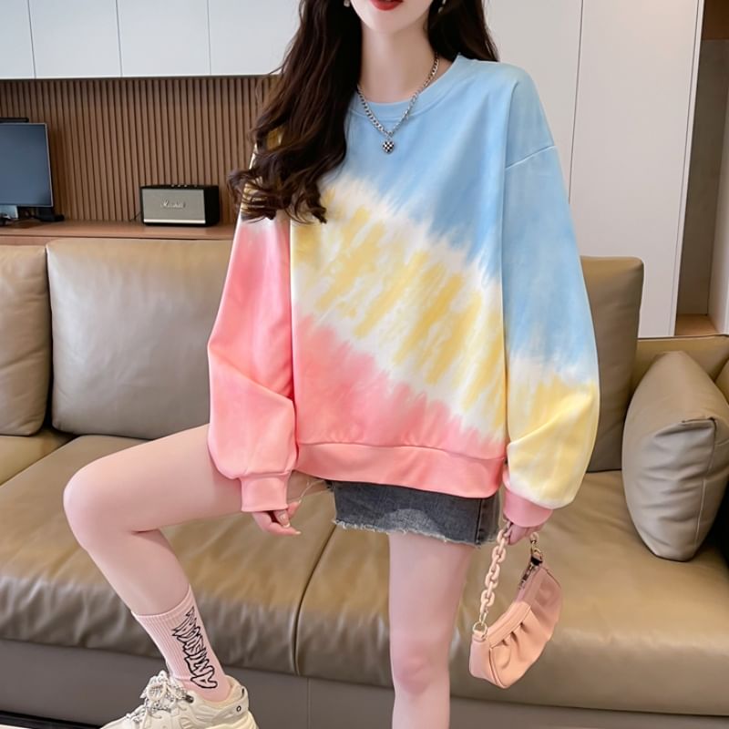 Tie Dye Pullover with Round Neck