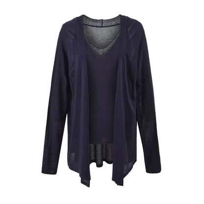 Plain V-Neck Tank Top, Cardigan, and Drawstring Shorts Set