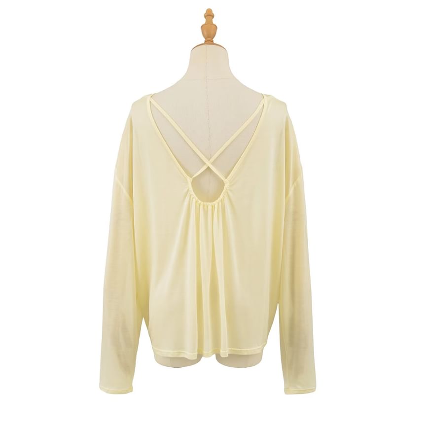 Plain T-Shirt with Crewneck and Long Sleeves