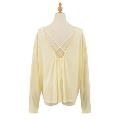 Plain T-Shirt with Crewneck and Long Sleeves