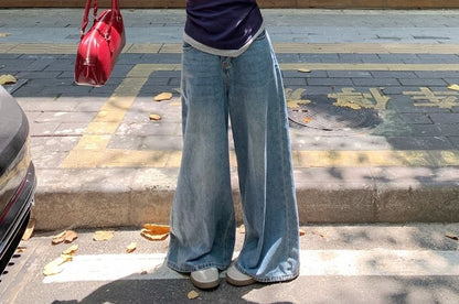 Mock Two-Piece Tee with Off-Shoulder and Long Sleeves