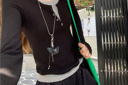 Mock Two-Piece T-Shirt with Crew Neck and Long Sleeves