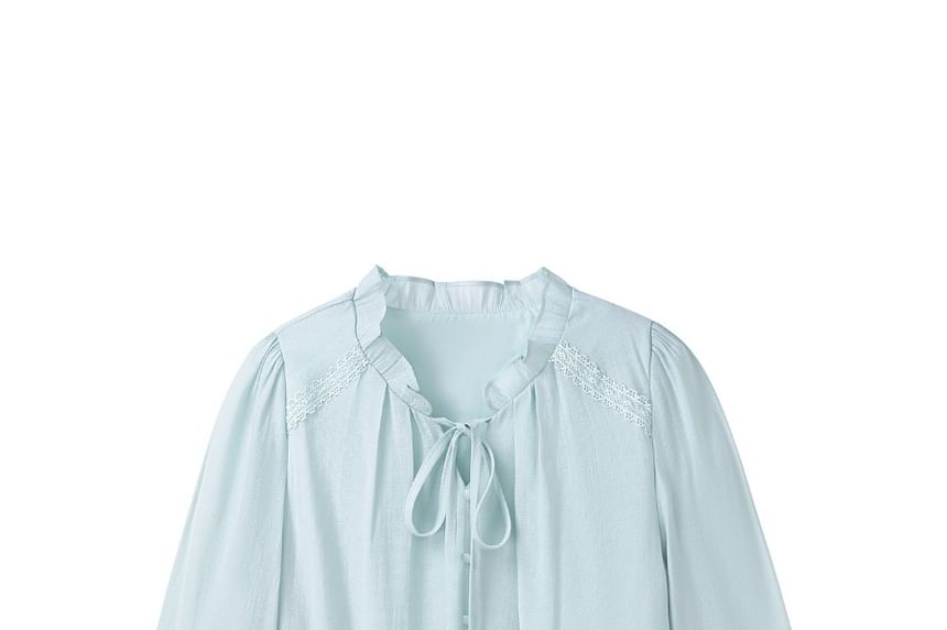 Plain V-Neck Blouse with Long Sleeves
