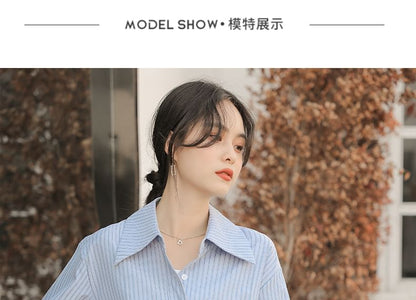 Striped Button-Up Shirt with Collar and Long Sleeves