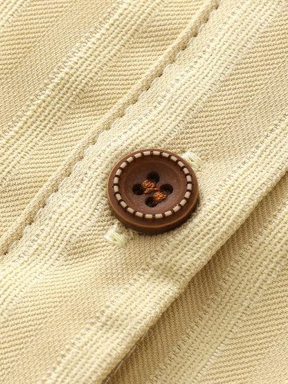 Striped Button-Up Shirt with Collar and Long Sleeves