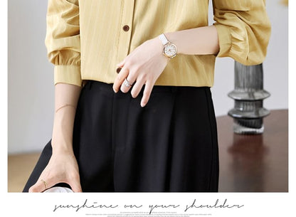 Striped Button-Up Shirt with Collar and Long Sleeves