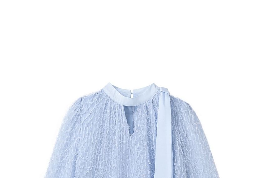 Keyhole Blouse with V-Neck and Long Sleeves