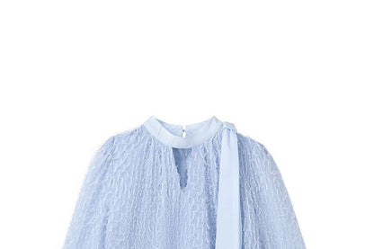 Keyhole Blouse with V-Neck and Long Sleeves