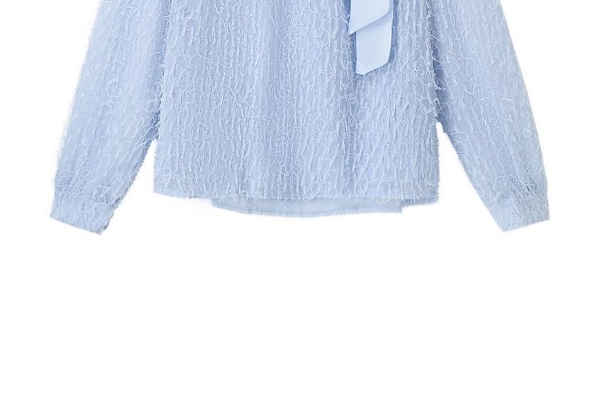 Keyhole Blouse with V-Neck and Long Sleeves