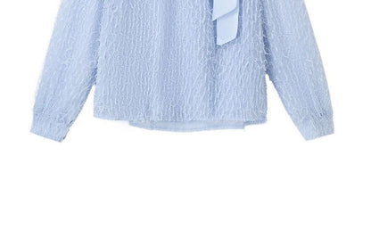 Keyhole Blouse with V-Neck and Long Sleeves