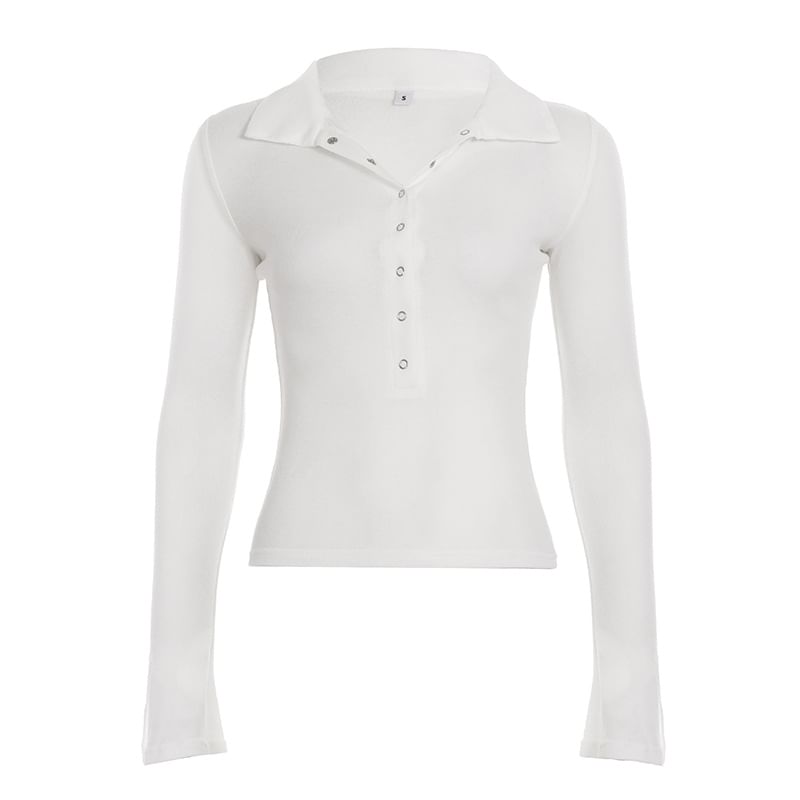 Slim-Fit Sheer Polo with Half Button Front