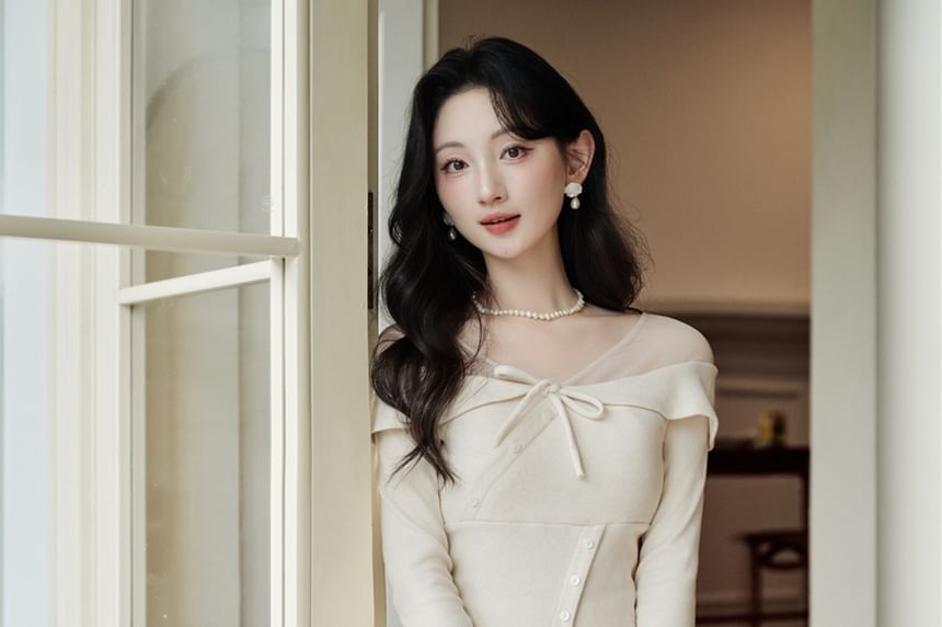 Solid Long-Sleeve Knit Top & High-Rise Maxi A-Line Skirt Set