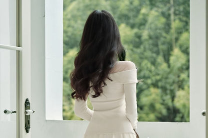 Solid Long-Sleeve Knit Top & High-Rise Maxi A-Line Skirt Set