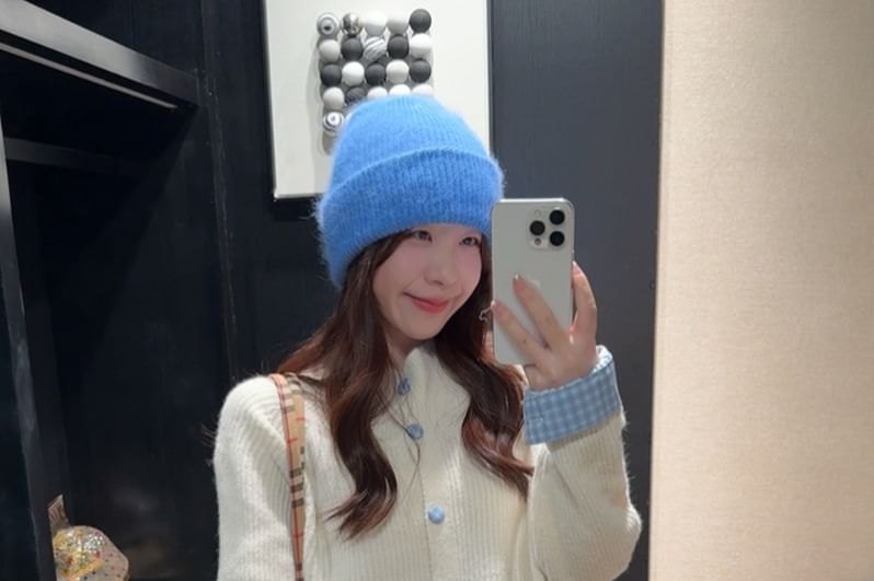 Turtleneck Button-Up Plain Cardigan