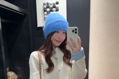 Turtleneck Button-Up Plain Cardigan
