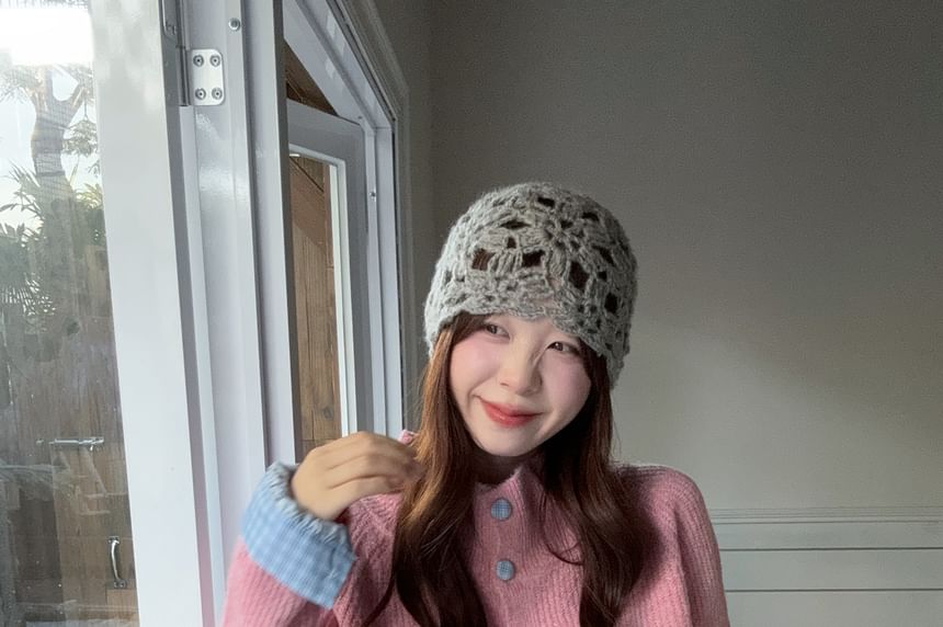 Turtleneck Button-Up Plain Cardigan