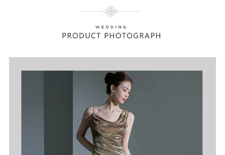 Sleeveless Cowl Neck Open Back Sequin Mermaid Evening Gown