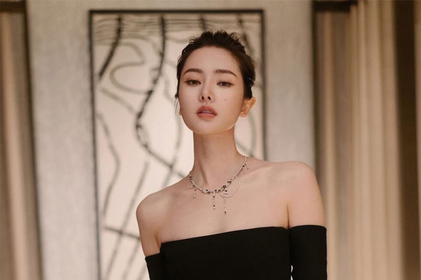 Gown Evening Off-Shoulder Long-Sleeve Plain Sheath