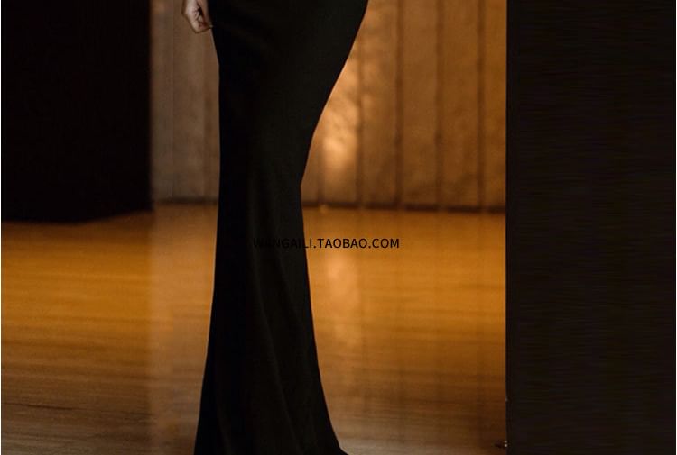 Gown Evening Off-Shoulder Long-Sleeve Plain Sheath