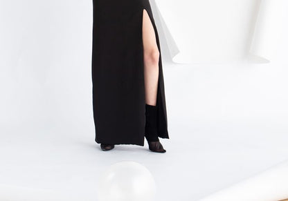 Halter Plain Slit Maxi A-Line Evening Dress