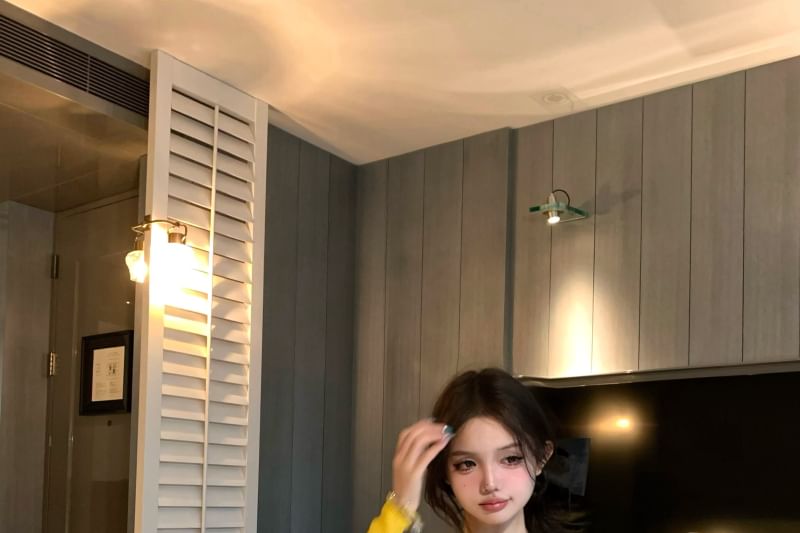 V-Neck Long-Sleeve Solid Knit Top & Sleeveless Lace Top