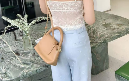 V-Neck Lace Padded Slim-Fit Solid Cami Top
