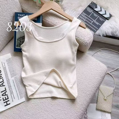 Square-Neck Ribbed Lace-Trim Padded Slim-Fit Tank
