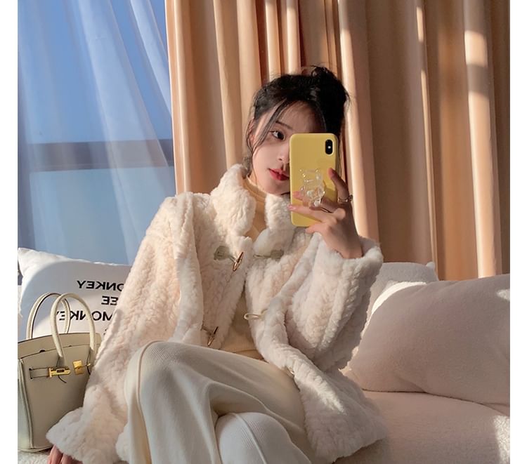 Plain Fluffy Duffle Jacket