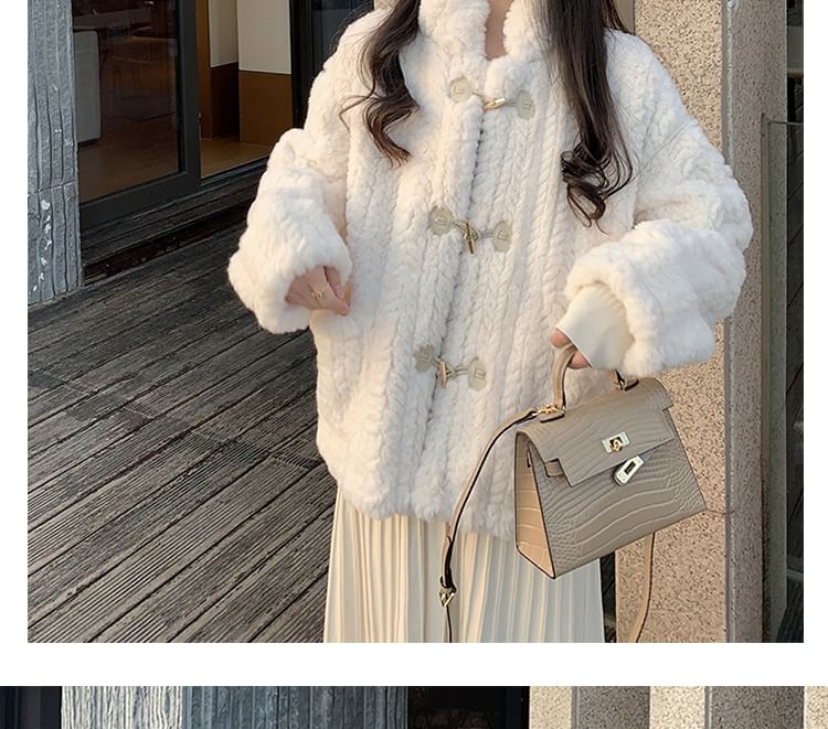 Plain Fluffy Duffle Jacket