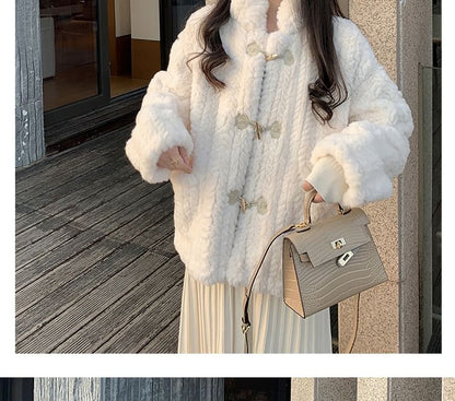 Plain Fluffy Duffle Jacket
