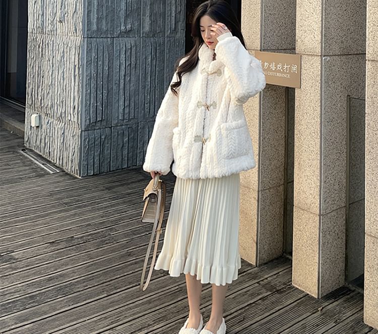 Plain Fluffy Duffle Jacket