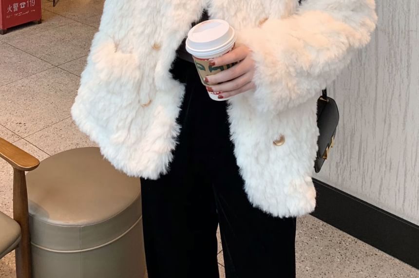 Fluffy Double-Breasted Jacket