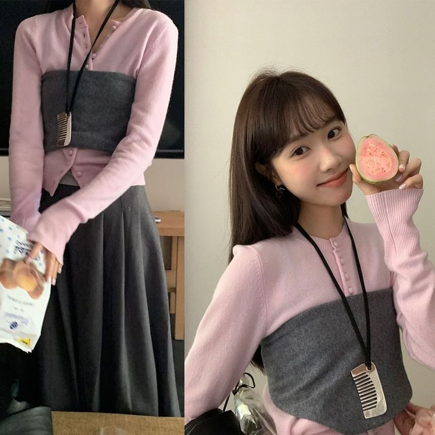 Plain Button-Up Cardigan