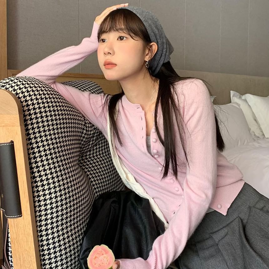 Plain Button-Up Cardigan