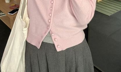 Plain Button-Up Cardigan