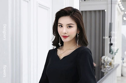 Elbow Sleeve V-Neck Plain Maxi A-Line Cocktail Dress