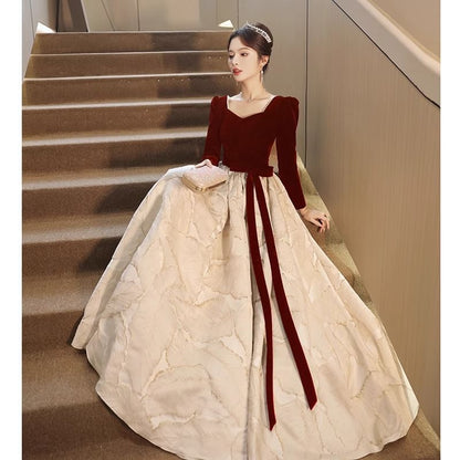 / Dress Jacquard (Various Midi Gown A-Line Bow Panel Evening Cocktail Neck Designs) Sweetheart