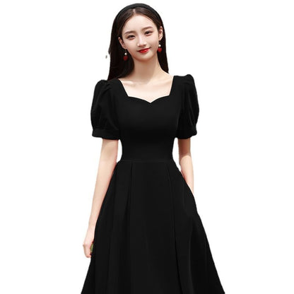 Short Sleeve Sweetheart Neck Plain Maxi A-Line Cocktail Dress