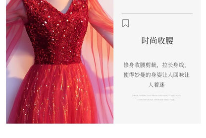 Cape Sleeve V-Neck Plain Sequin Mesh A-Line Evening Gown