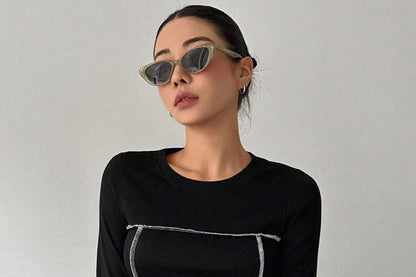Slim-Fit Crewneck Top with Contrast Stitching