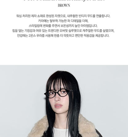 Fur-Collar Pleather Jacket (Brown)